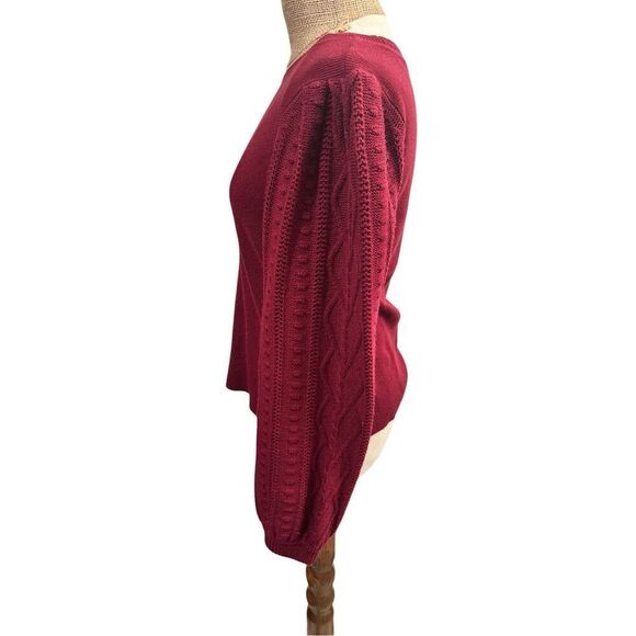 Splendid textured blouson sleeve sweater pullover sz small red burgundy - Picture 4 of 6